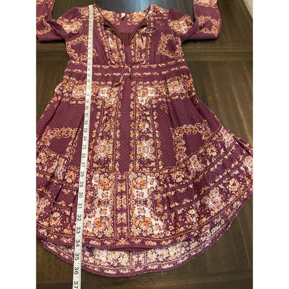 Free People Bridget Dress Size Small Long Sleeve Floral Ruffled Boho Peasant - Picture 5 of 9
